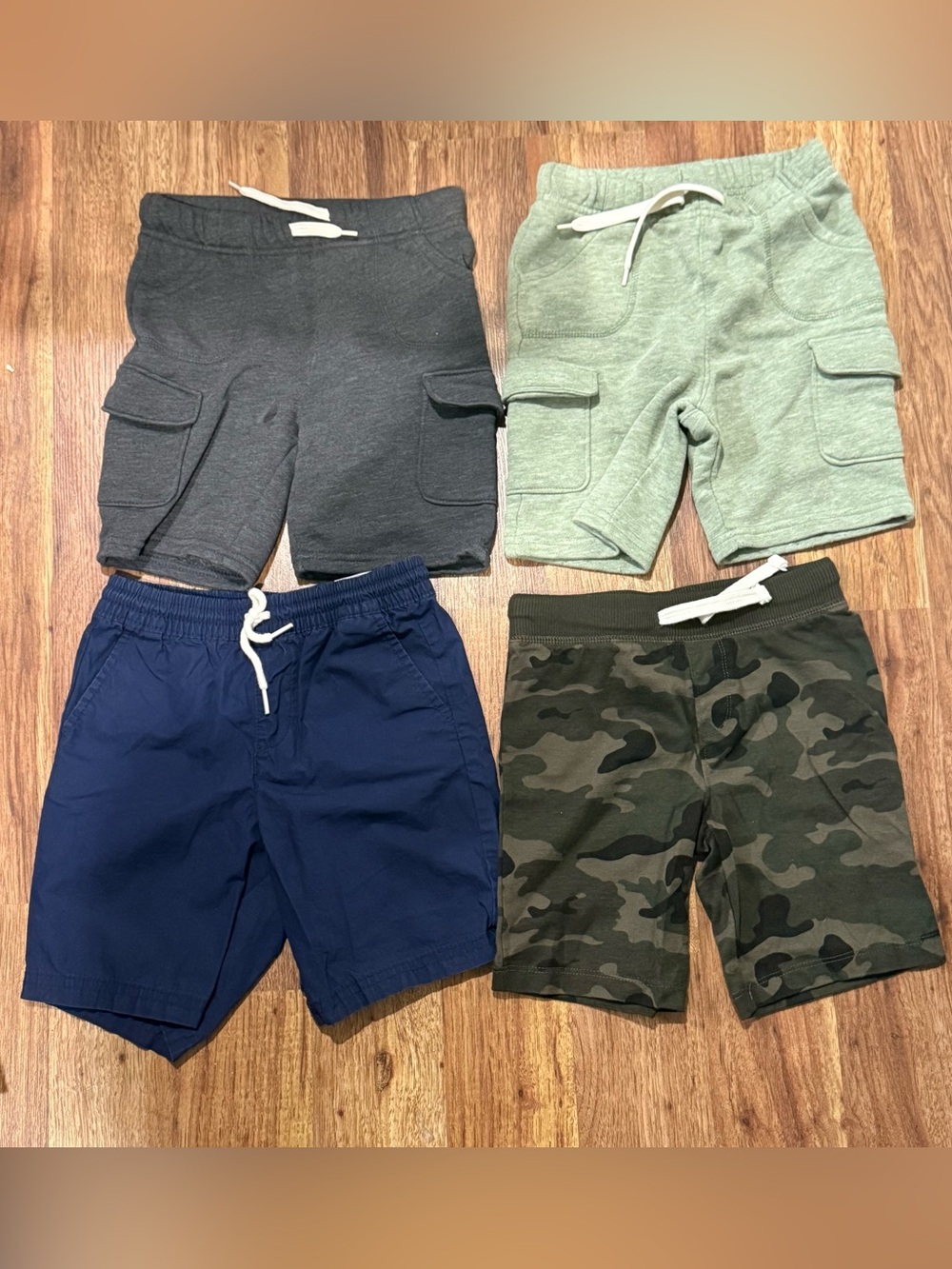 Bundle of 4- Old Navy - Kids Pull-On Shorts - Gray, Light Green, Navy, Camo